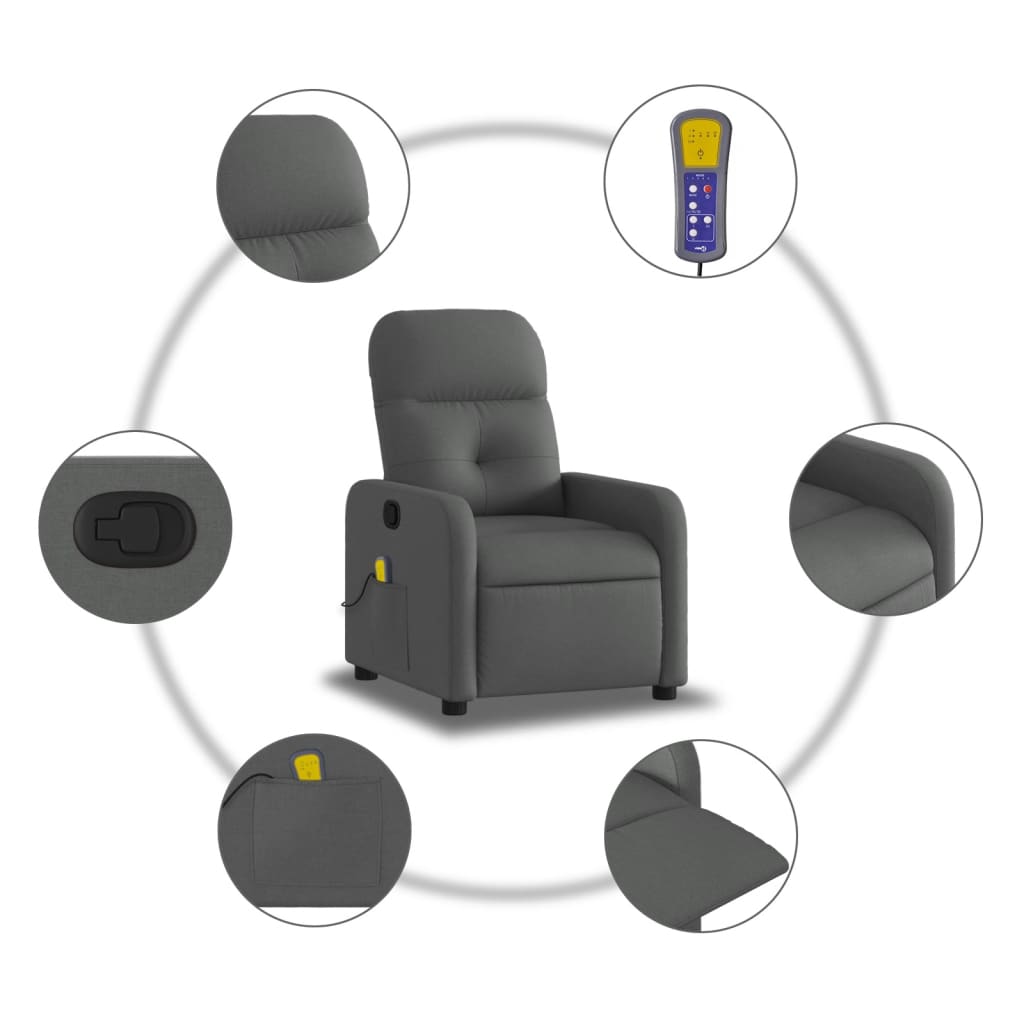 vidaXL Massagestoel met lichtgrijze stof