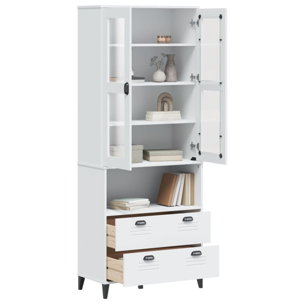 vidaXL Hoge kast VIKEN 80x40x200 cm massief grenenhout wit