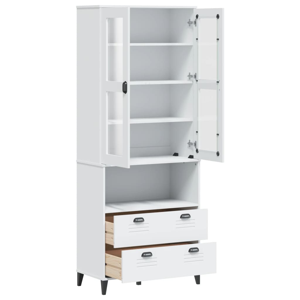 vidaXL Hoge kast VIKEN 80x40x200 cm massief grenenhout wit