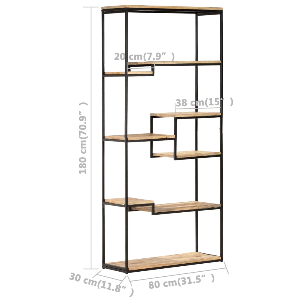 vidaXL Boekenkast 80x30x180 cm ruw mangohout
