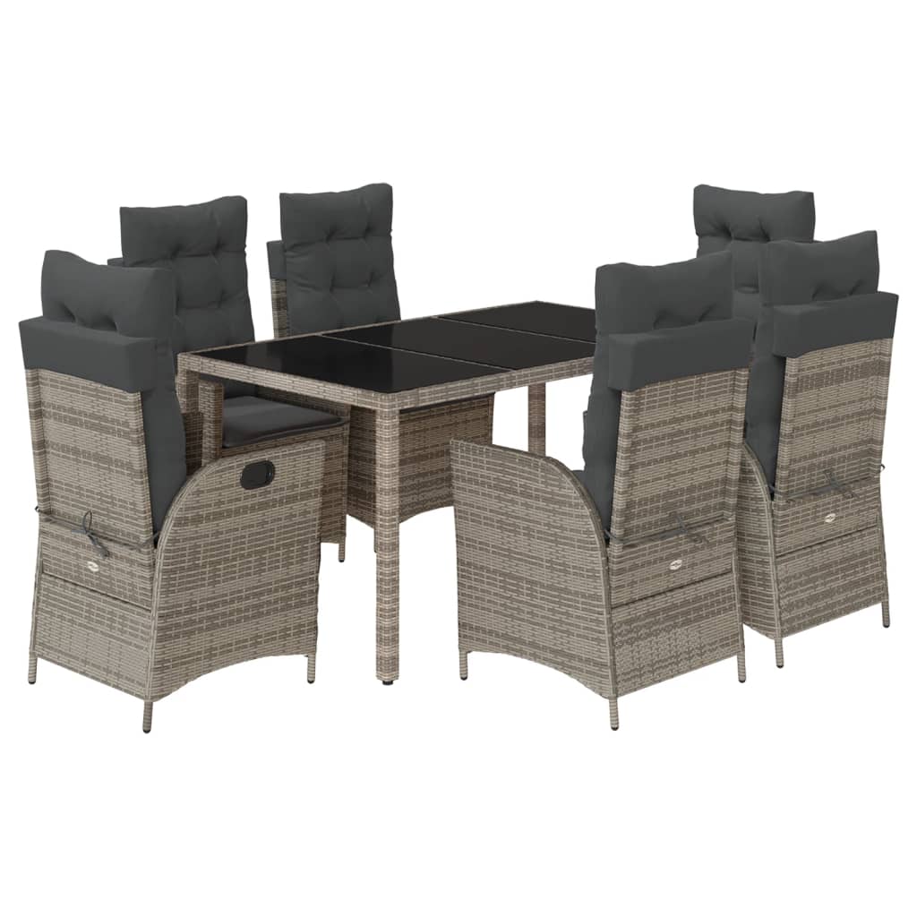 vidaXL 3-delige Tuinset met kussens poly rattan grijs