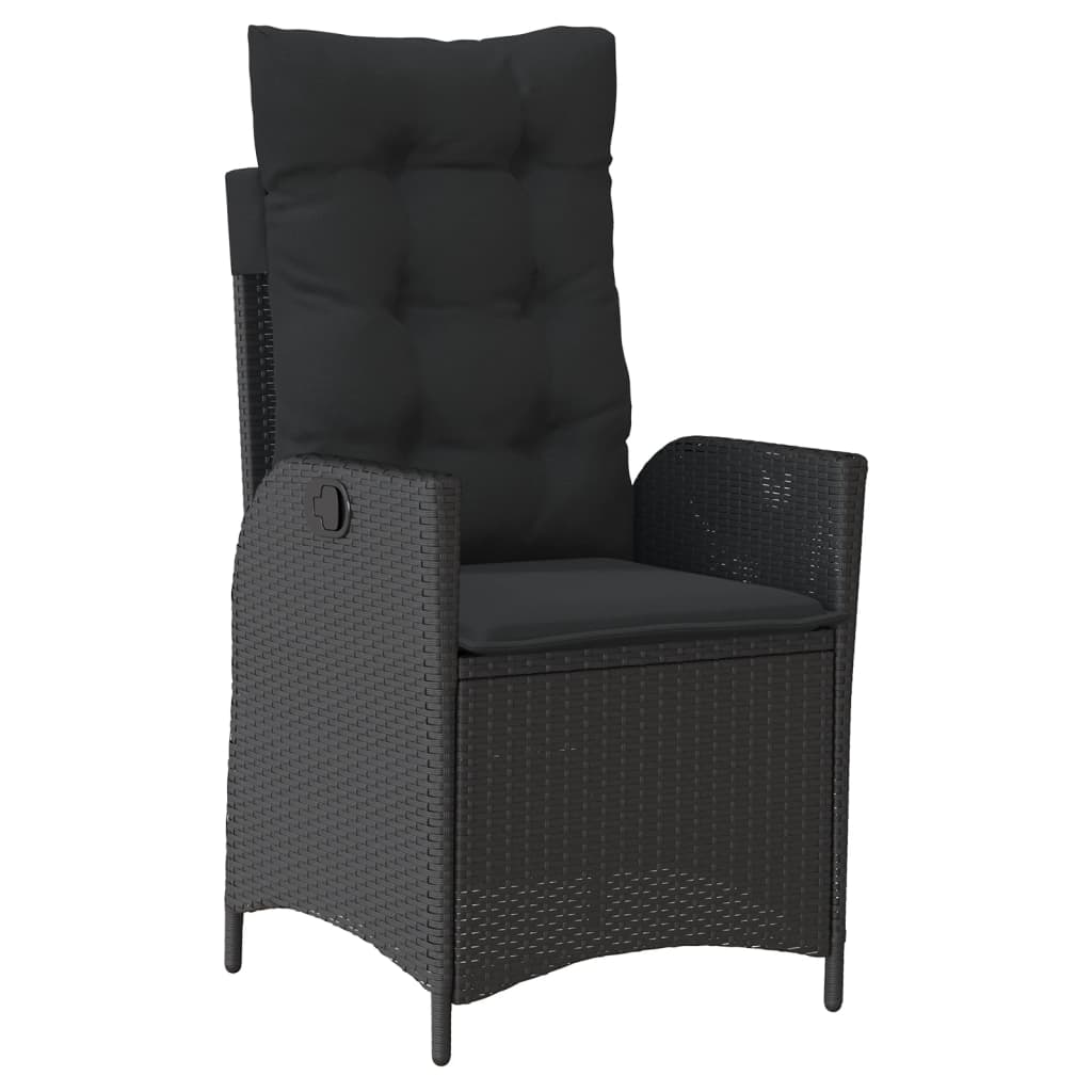 vidaXL 3-delige Tuinset met kussens poly rattan zwart