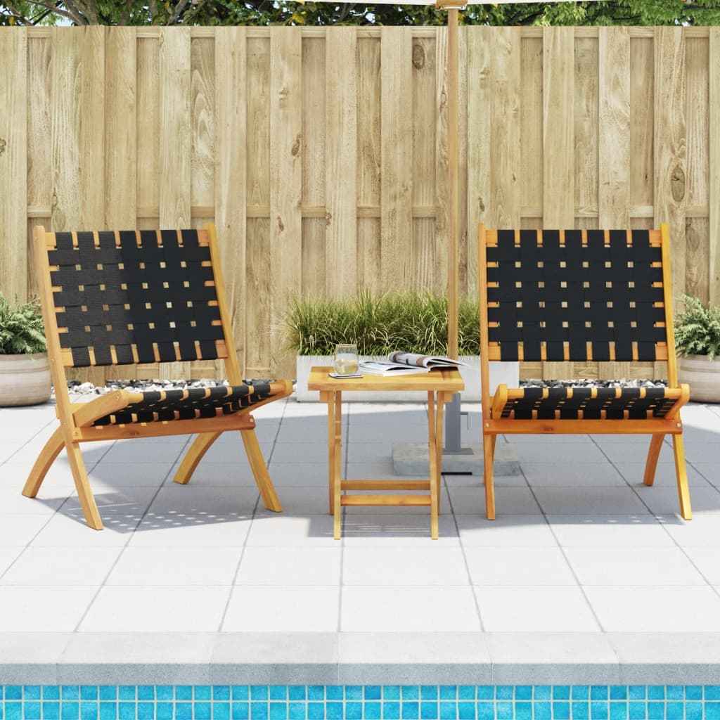 vidaXL Tuinstoelen 2 st inklapbaar met tafel massief hout blauw