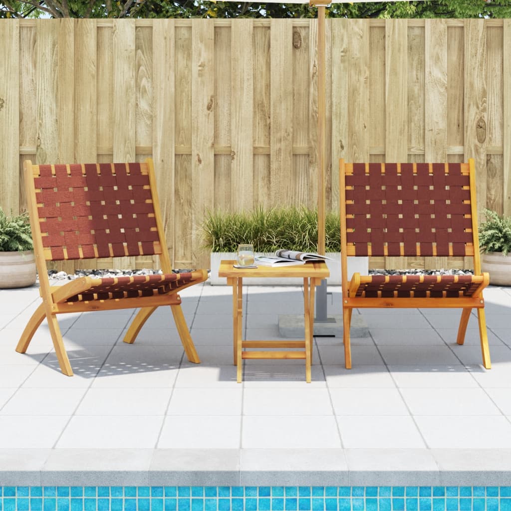 vidaXL Garden chairs 2 pcs foldable with table solid wood blue