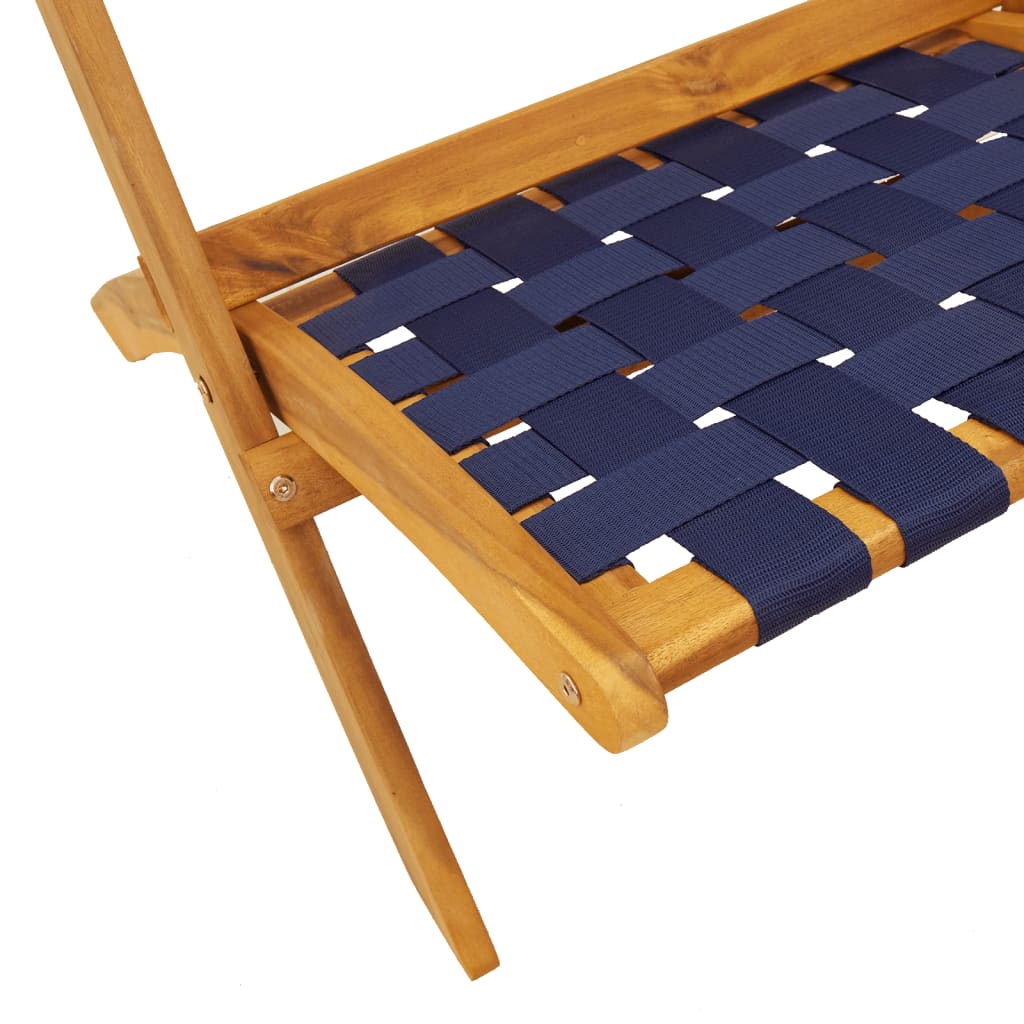 vidaXL Garden chairs 2 pcs foldable with table solid wood blue