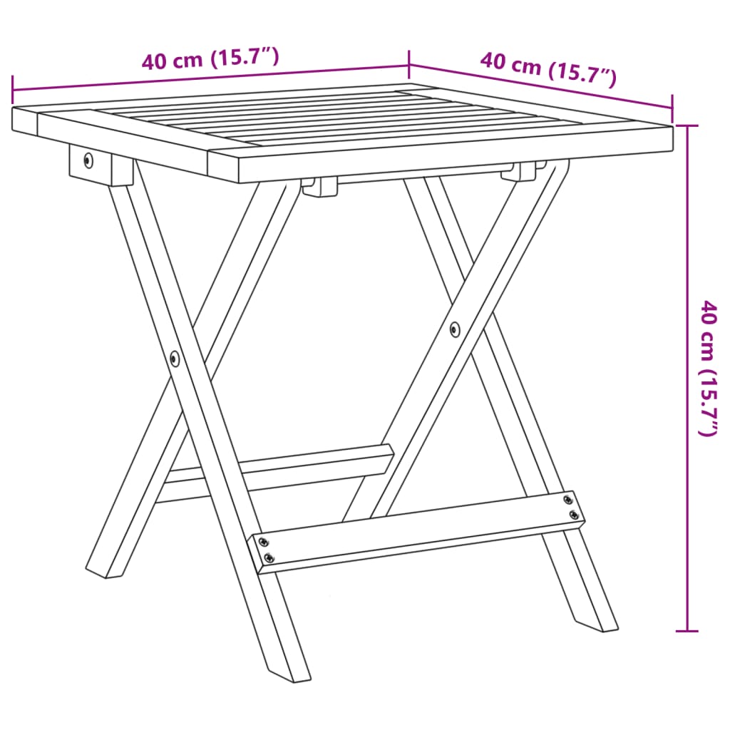 vidaXL Garden chairs 2 pcs foldable with table solid wood blue