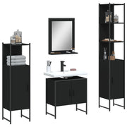 vidaXL 4-piece bathroom furniture set, machined wood, black
