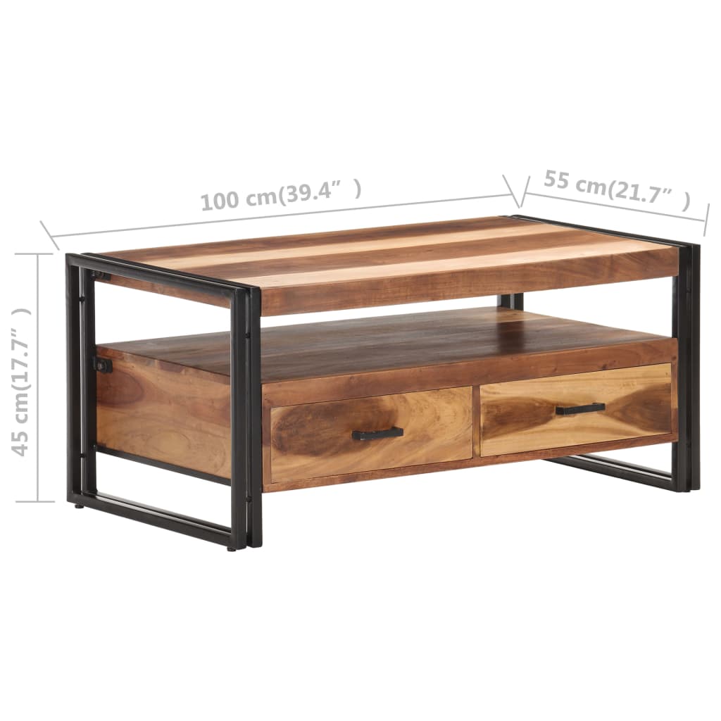 vidaXL Salontafel 100x55x45 cm ruw mangohout