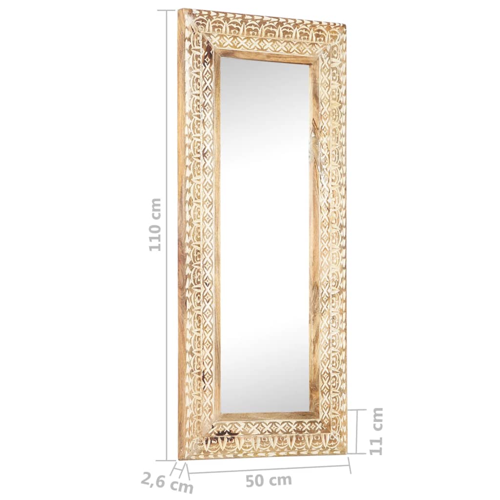 vidaXL Mirror hand-carved 110x50x2.6 cm solid mango wood