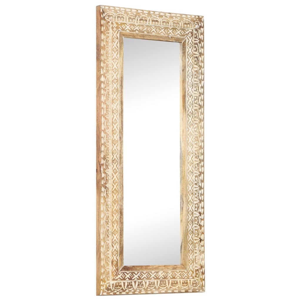 vidaXL Mirror hand-carved 110x50x2.6 cm solid mango wood
