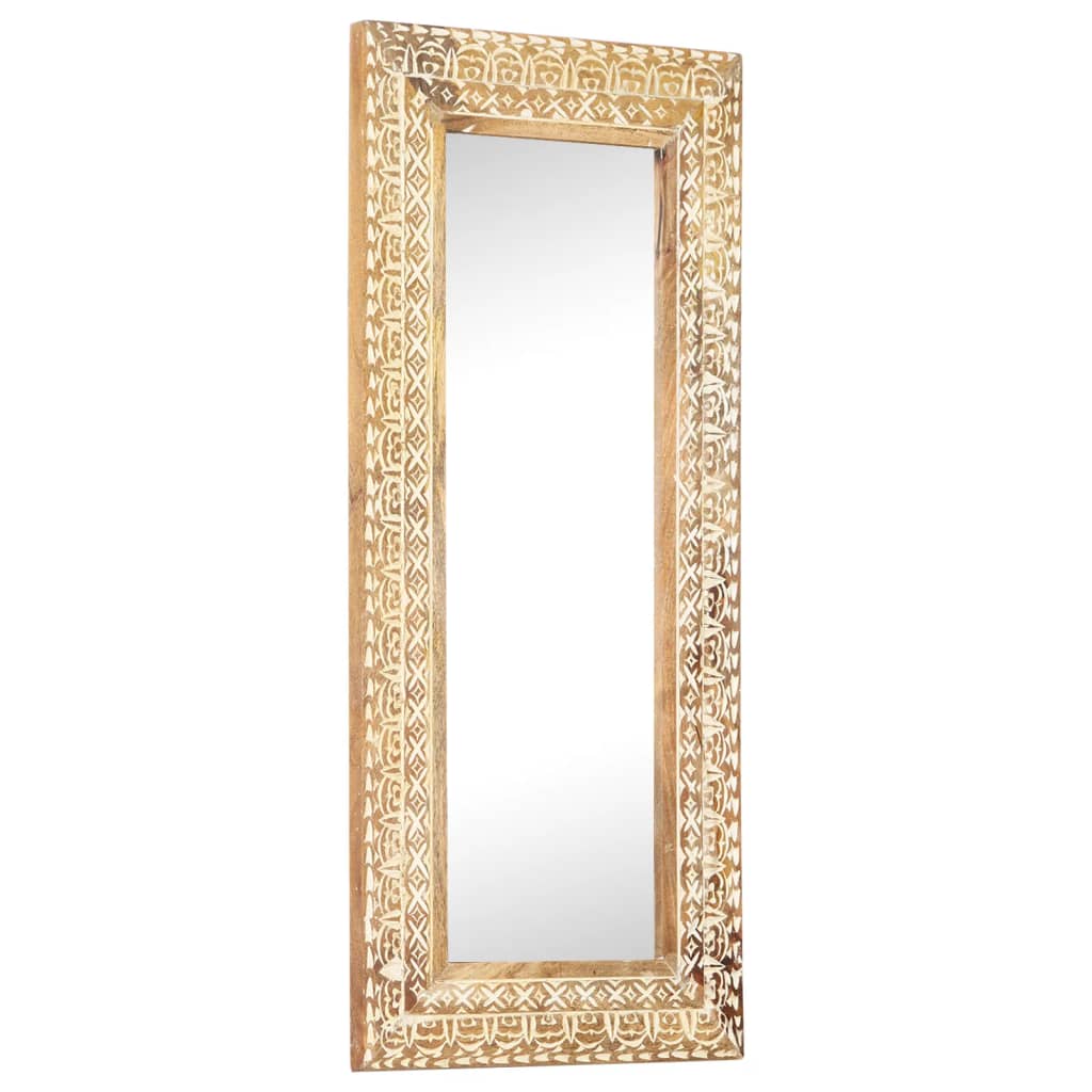 vidaXL Mirror hand-carved 110x50x2.6 cm solid mango wood