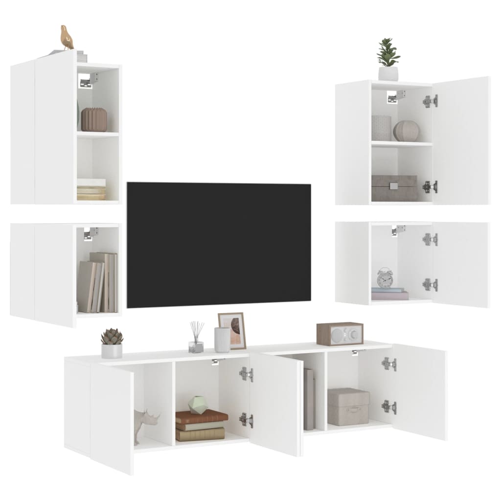 vidaXL 6-delige Tv-wandmeubelset bewerkt hout betongrijs