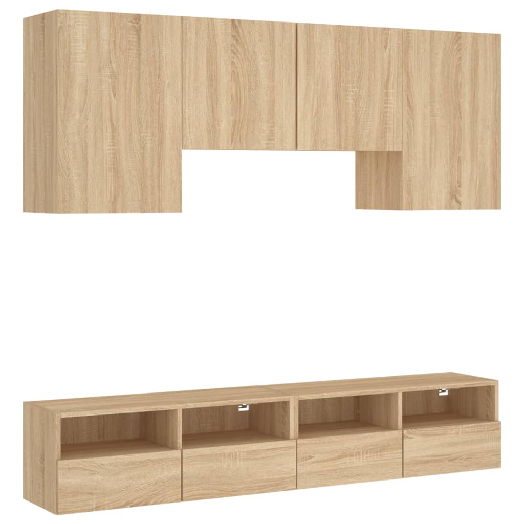 vidaXL 5-Piece TV Wall Unit Set Engineered Wood Concrete Grey