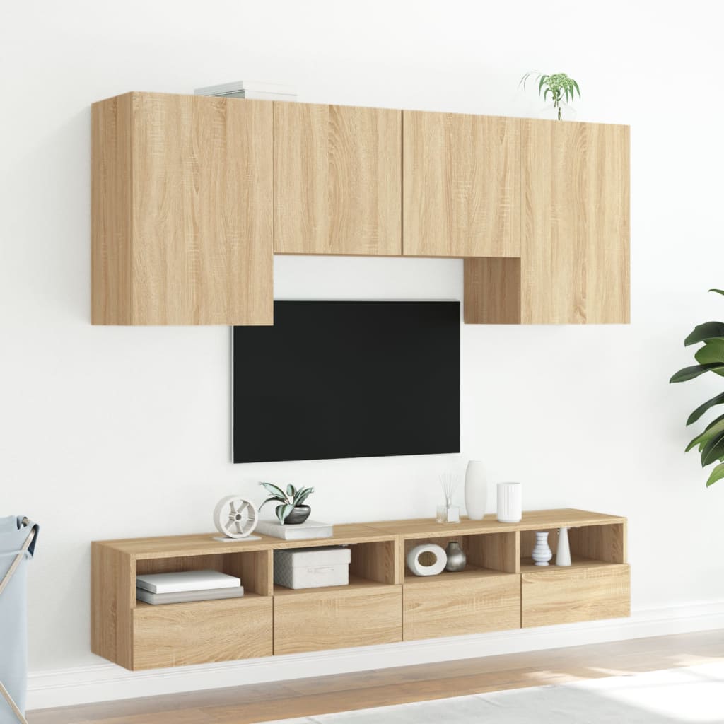 vidaXL 5-Piece TV Wall Unit Set Engineered Wood Concrete Grey