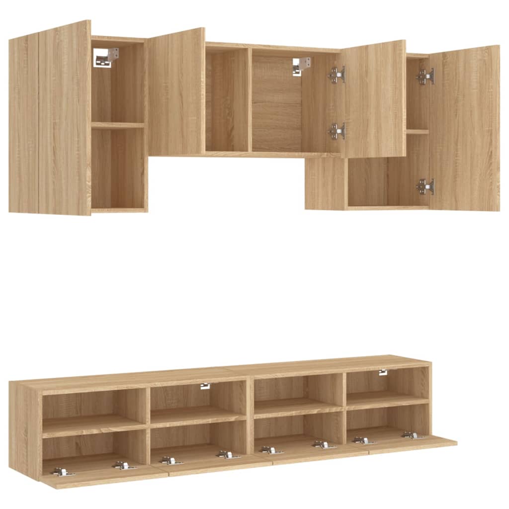 vidaXL 5-Piece TV Wall Unit Set Engineered Wood Concrete Grey