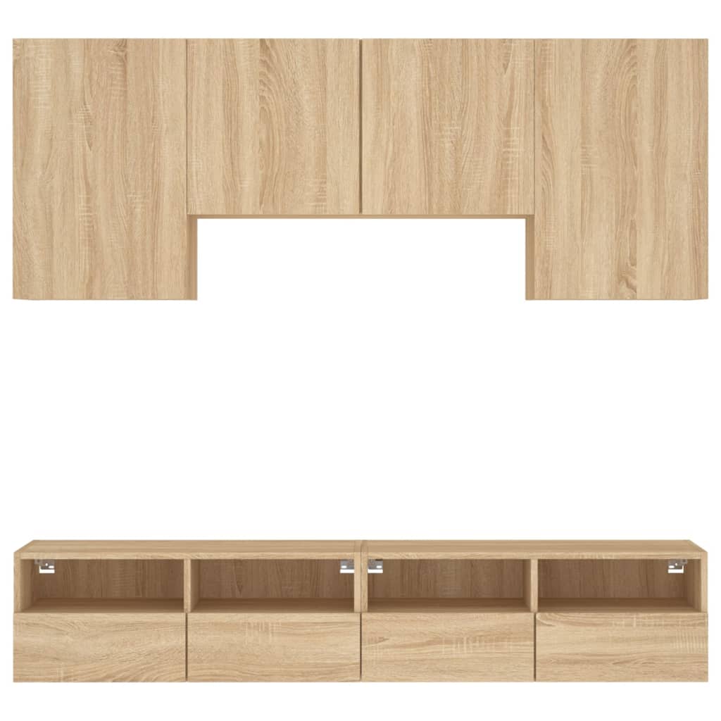 vidaXL 5-Piece TV Wall Unit Set Engineered Wood Concrete Grey