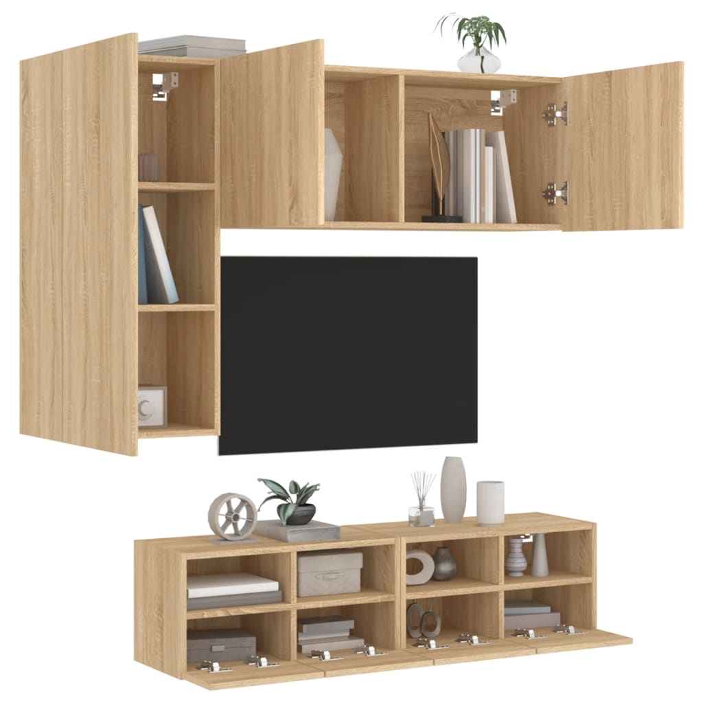 vidaXL 4-delige Tv-meubelset bewerkt hout wit