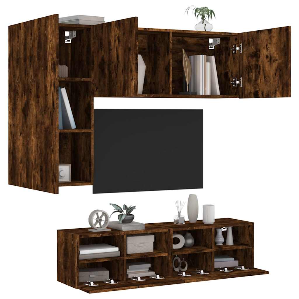 vidaXL 4-delige Tv-meubelset bewerkt hout wit
