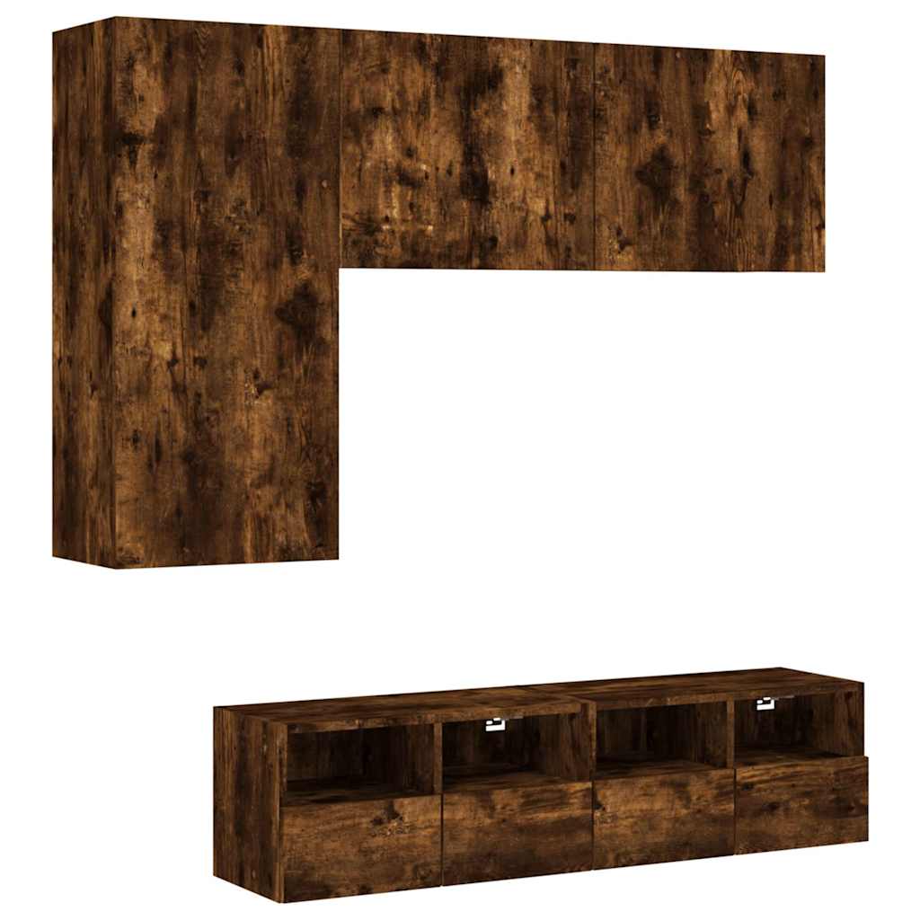 vidaXL 4-delige Tv-meubelset bewerkt hout wit