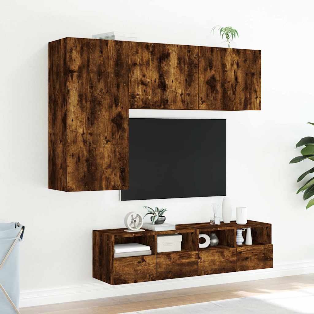 vidaXL 4-delige Tv-meubelset bewerkt hout wit