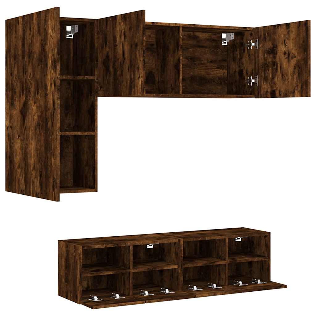 vidaXL 4-delige Tv-meubelset bewerkt hout wit