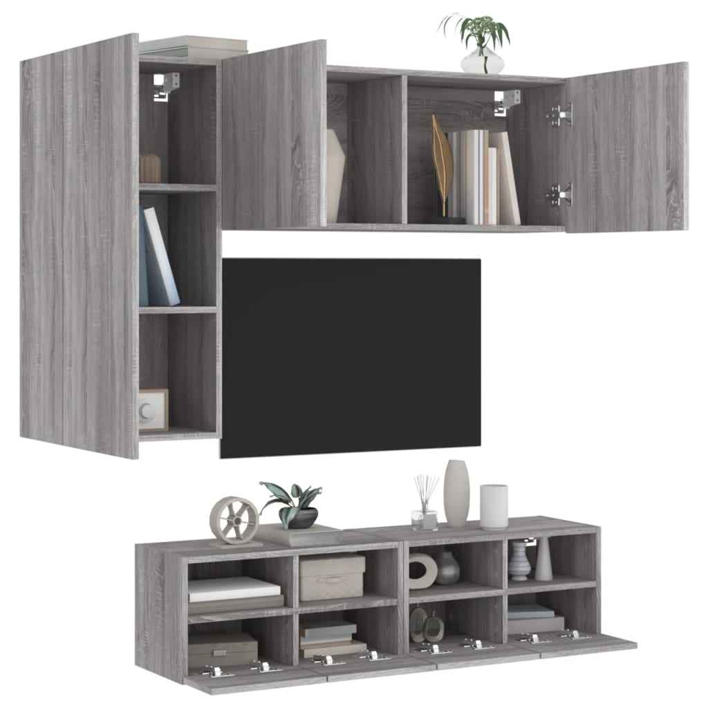 vidaXL 4-delige Tv-meubelset bewerkt hout wit