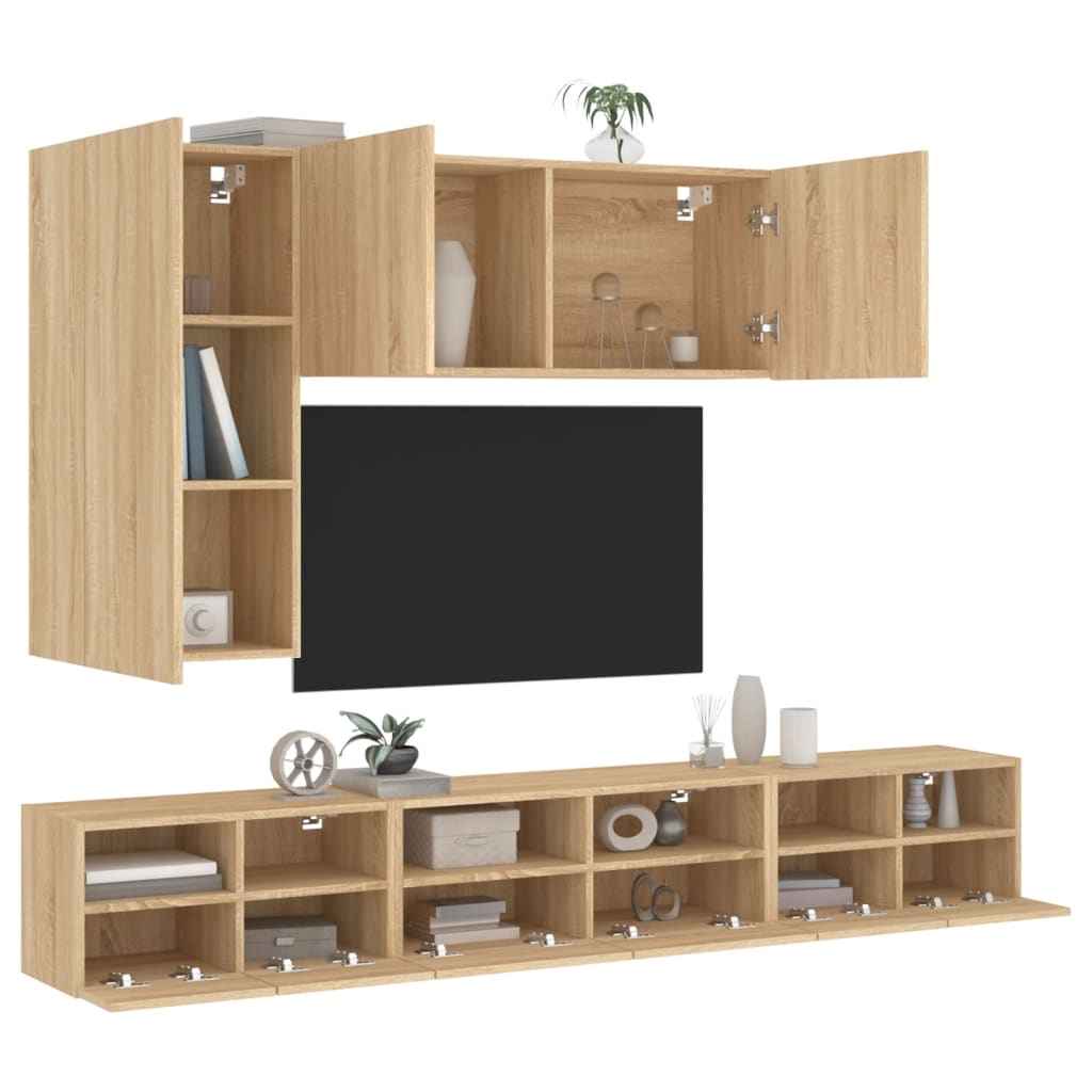 vidaXL Tv-wandmeubelen 5 st bewerkt hout wit