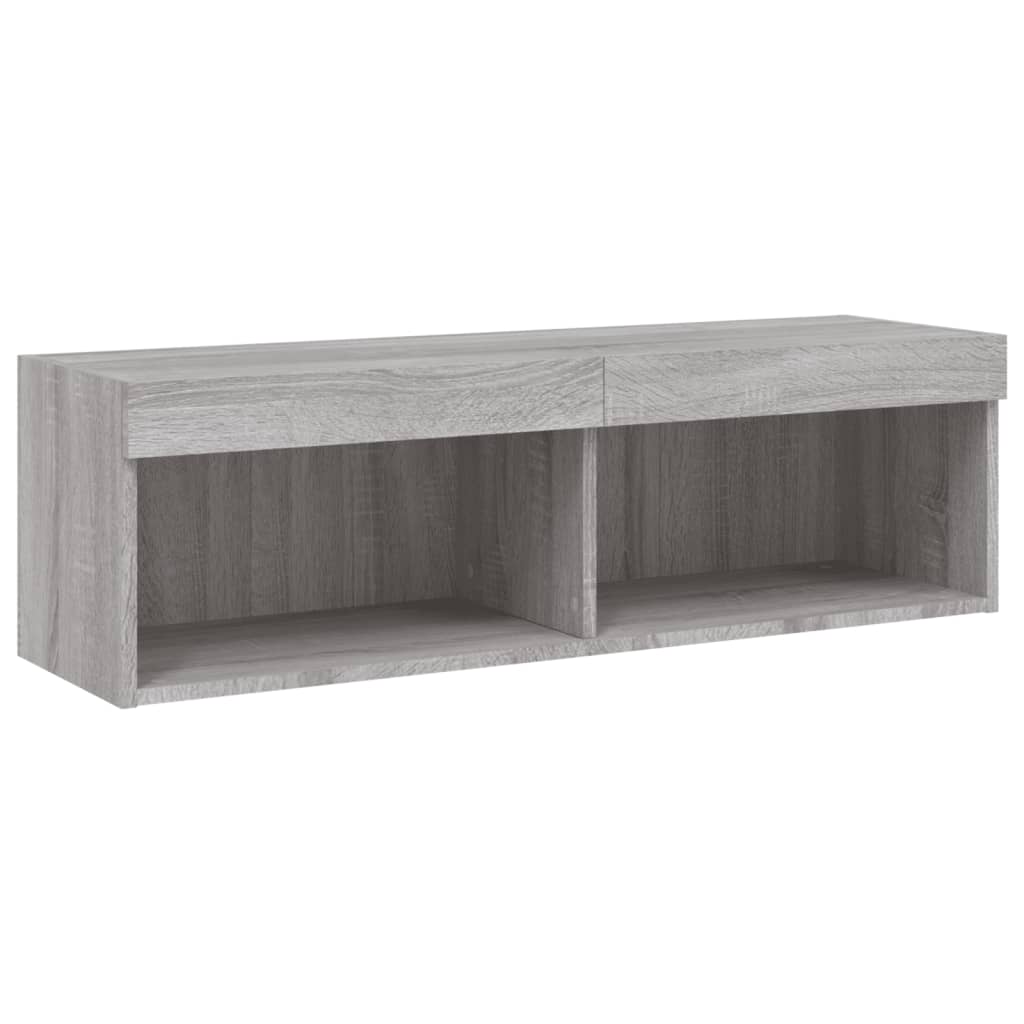 vidaXL 4-delige Tv-wandmeubelset met LED-verlichting bewerkt hout wit