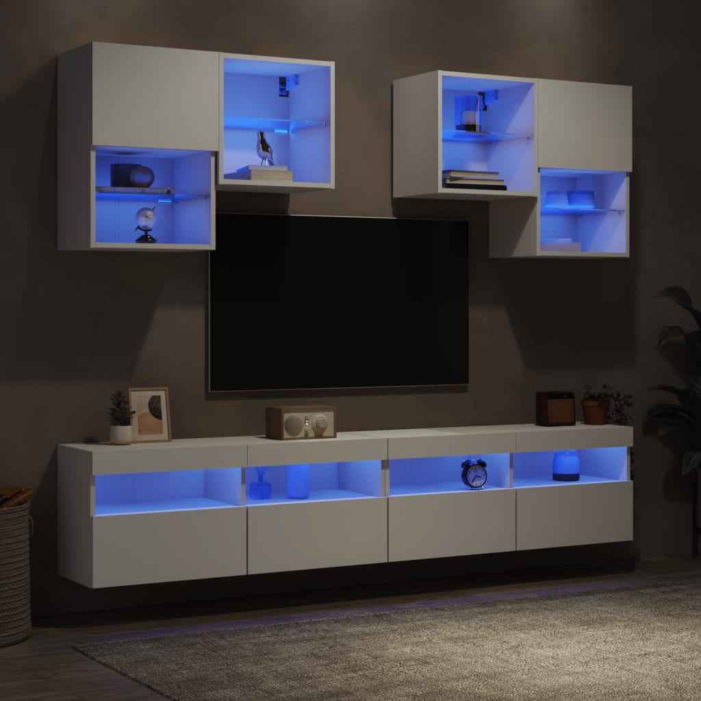 vidaXL 6-delige Tv-wandmeubelset met LED-verlichting sonoma eikenkleur