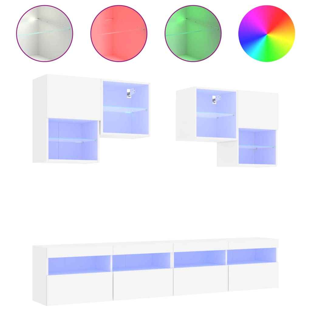vidaXL 6-delige Tv-wandmeubelset met LED-verlichting sonoma eikenkleur
