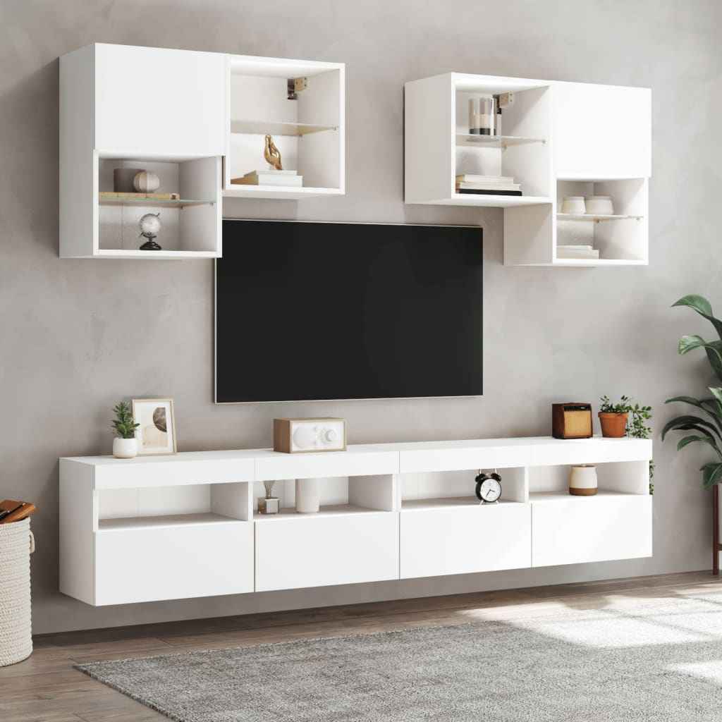 vidaXL 6-delige Tv-wandmeubelset met LED-verlichting sonoma eikenkleur