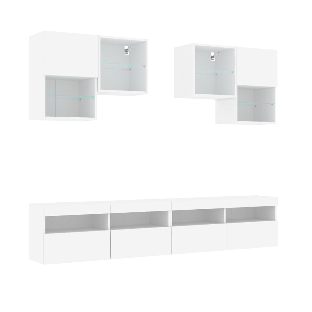 vidaXL 6-delige Tv-wandmeubelset met LED-verlichting sonoma eikenkleur