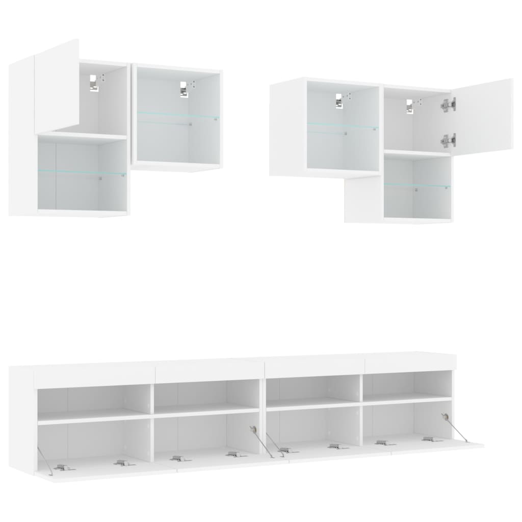 vidaXL 6-delige Tv-wandmeubelset met LED-verlichting sonoma eikenkleur