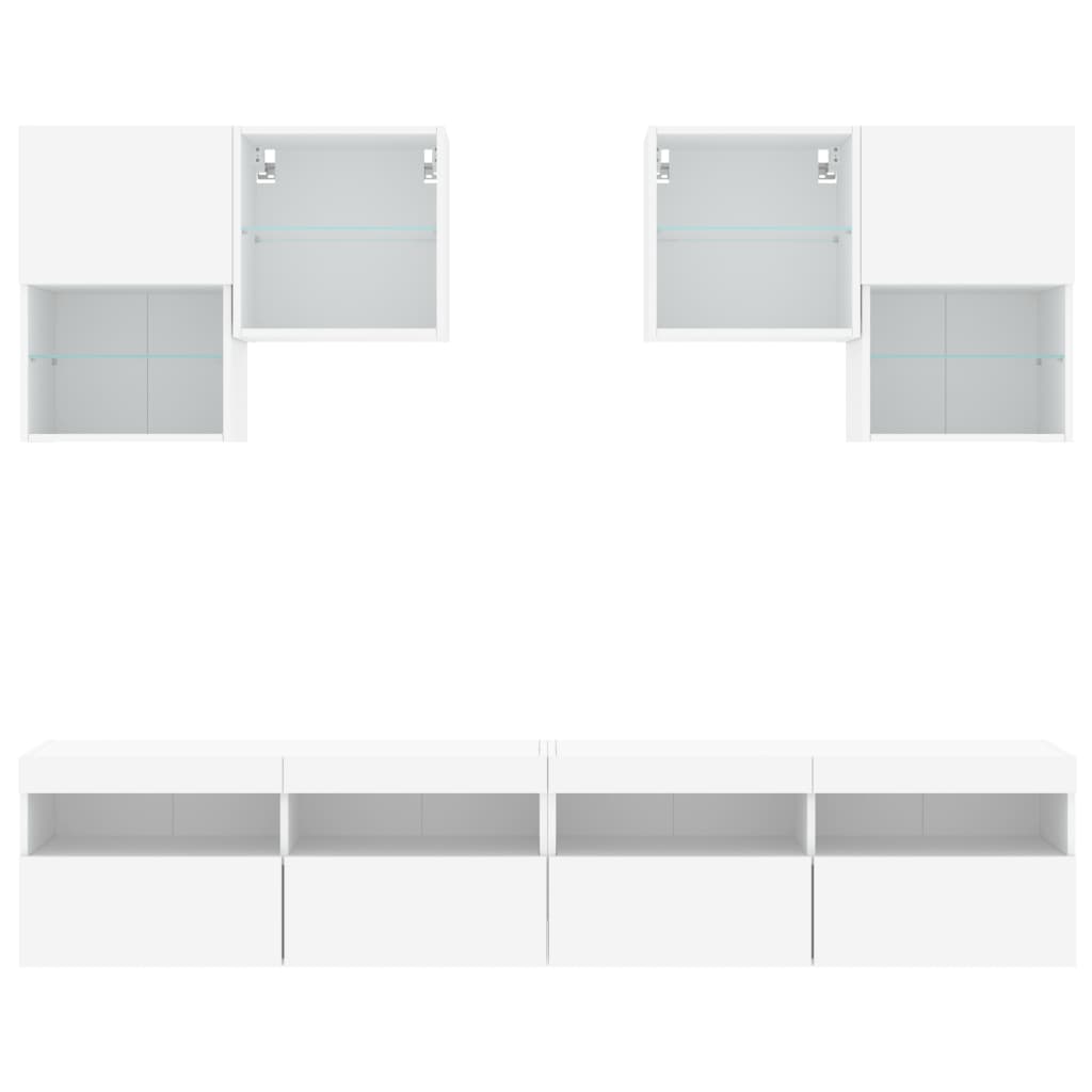 vidaXL 6-delige Tv-wandmeubelset met LED-verlichting sonoma eikenkleur