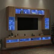 vidaXL 8-delige tv-wandmeubelset met LED-verlichting wit