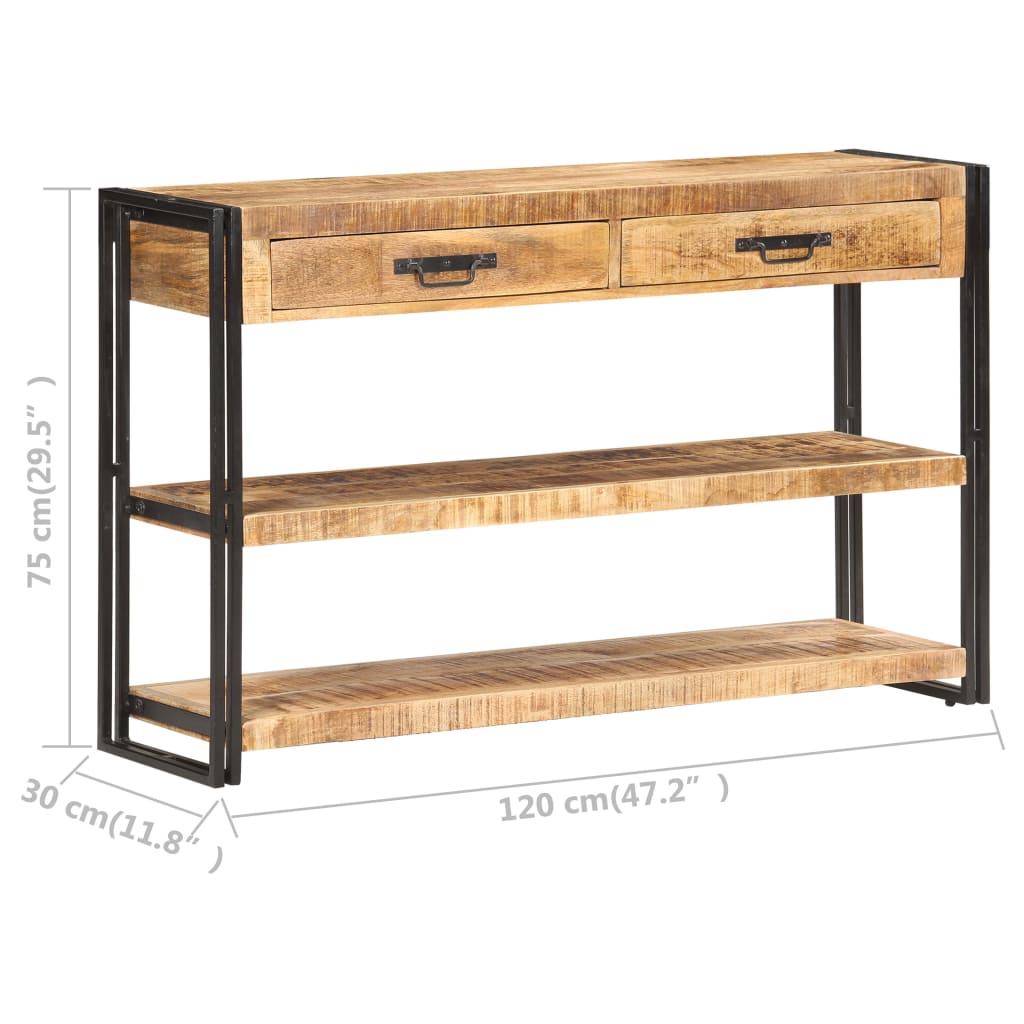 vidaXL Dressoir 120x30x75 cm massief ruw mangohout