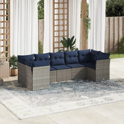 vidaXL 7-delige Loungeset met kussens poly rattan grijs
