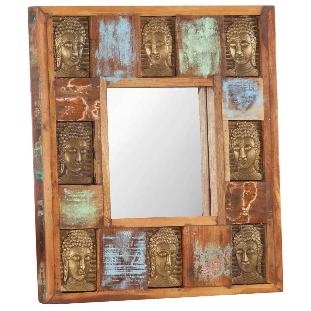 vidaXL Spiegel boeddha 50x50 cm massief gerecycled hout