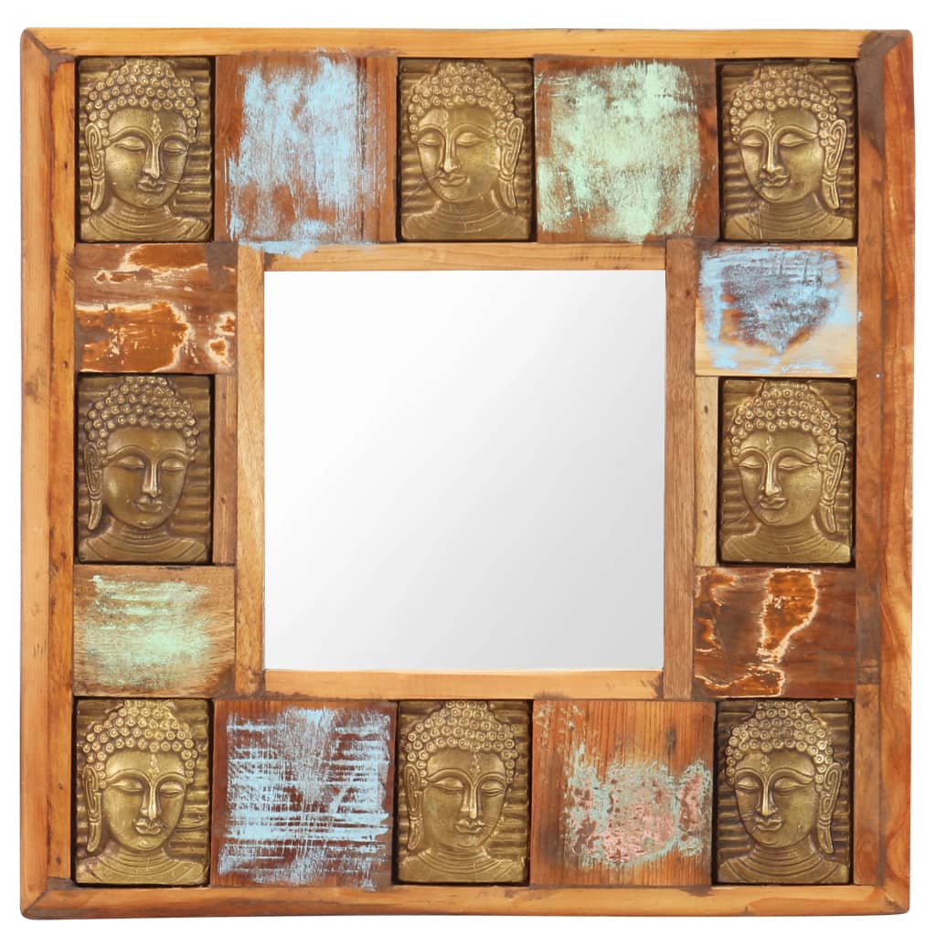 vidaXL Spiegel boeddha 50x50 cm massief gerecycled hout