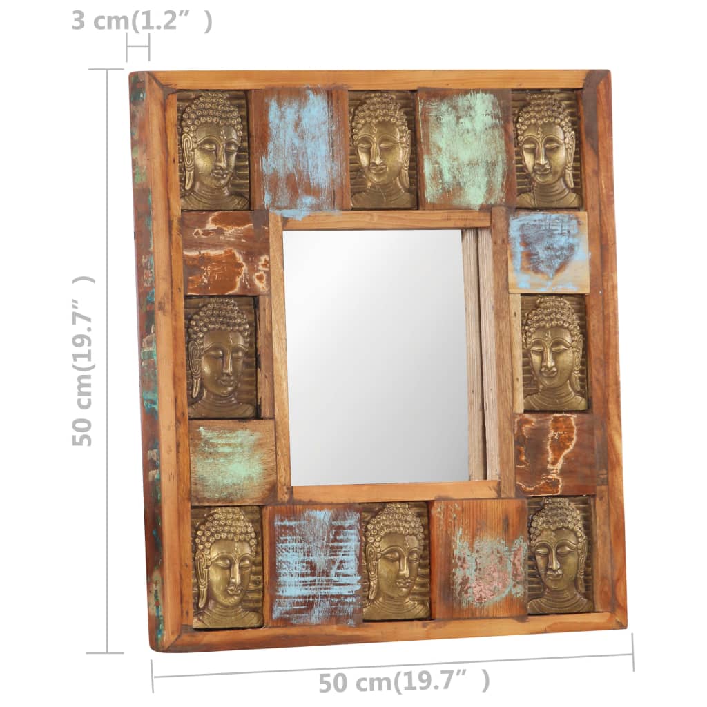 vidaXL Spiegel boeddha 50x50 cm massief gerecycled hout