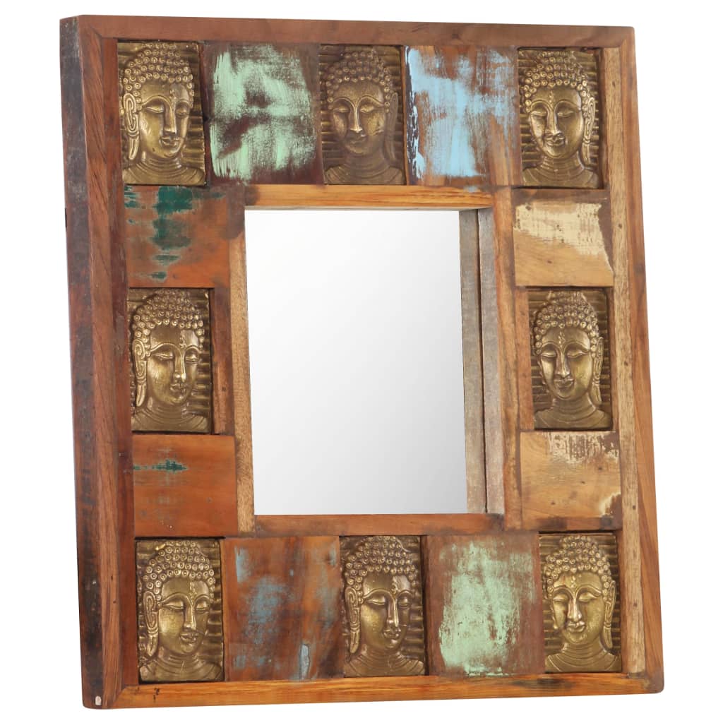 vidaXL Spiegel boeddha 50x50 cm massief gerecycled hout