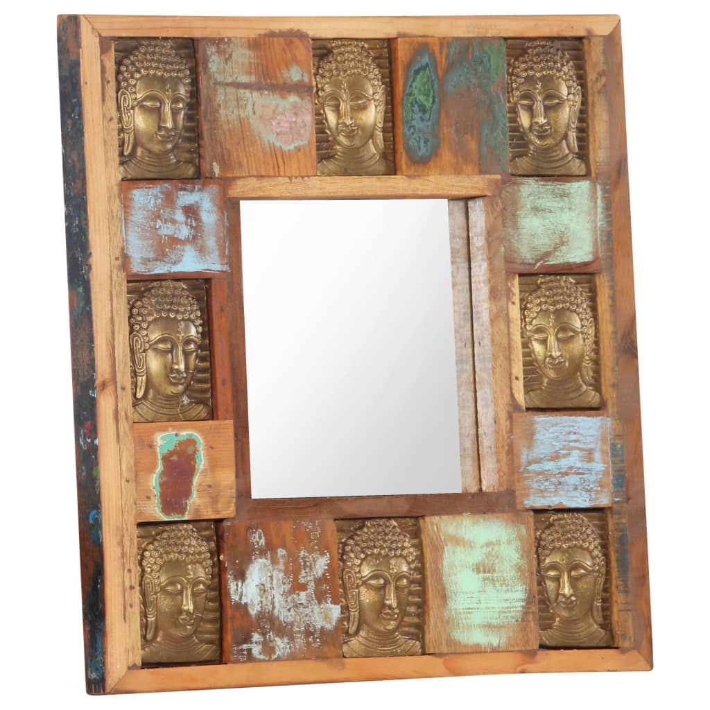 vidaXL Spiegel boeddha 50x50 cm massief gerecycled hout