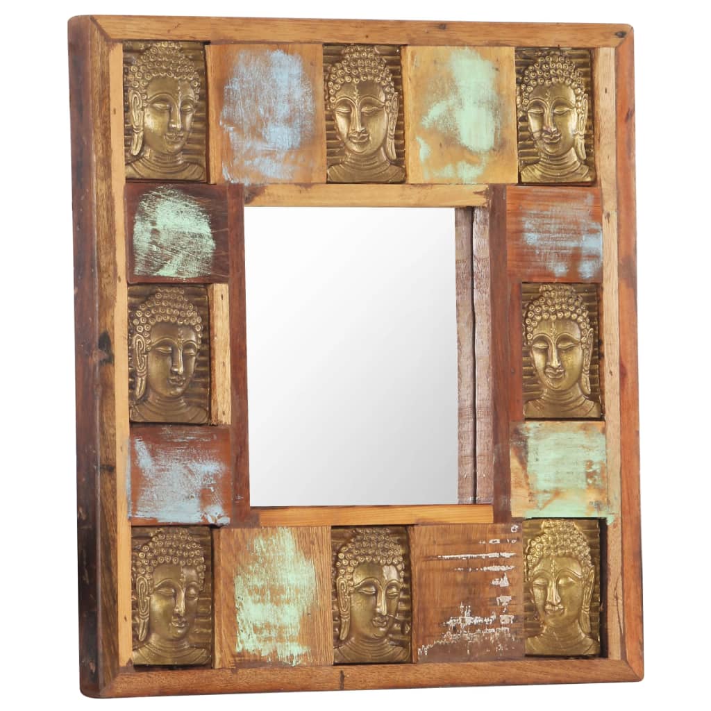 vidaXL Spiegel boeddha 50x50 cm massief gerecycled hout