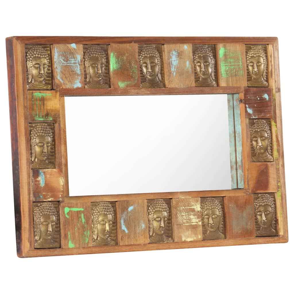 vidaXL Spiegel boeddha 50x50 cm massief gerecycled hout