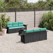 vidaXL 7-delige tuinbankset met kussens van zwart polyrotan