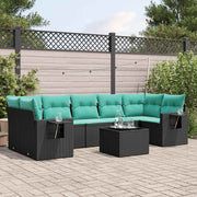 vidaXL 8-delige tuinbankset met kussens, zwart polyrotan
