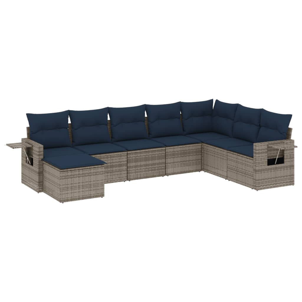 vidaXL 8-delige tuinbankset met kussens, zwart polyrotan