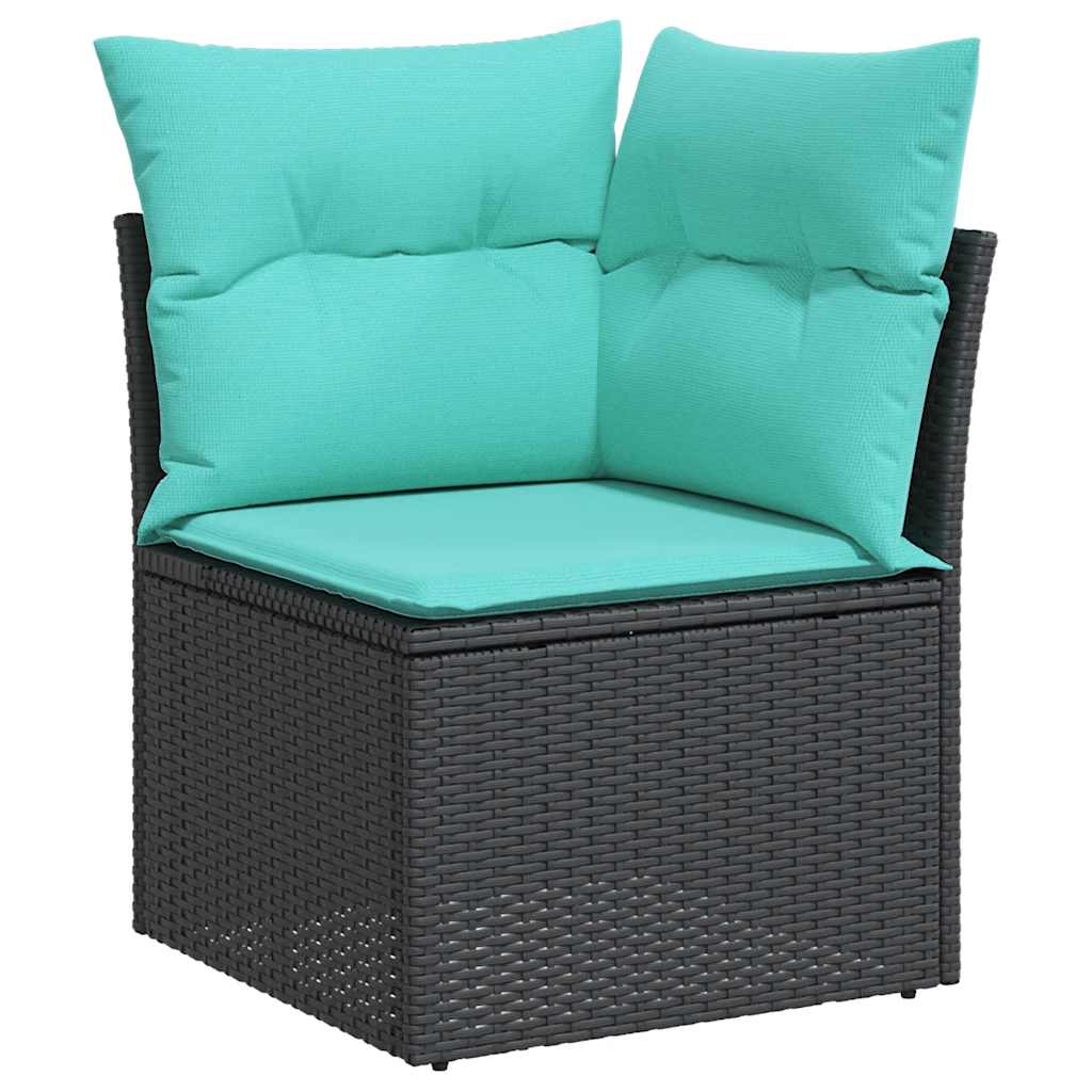vidaXL 8-delige tuinbankset met kussens, zwart polyrotan