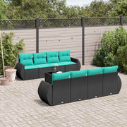 vidaXL 9-delige tuinbankset met kussens van zwart polyrotan