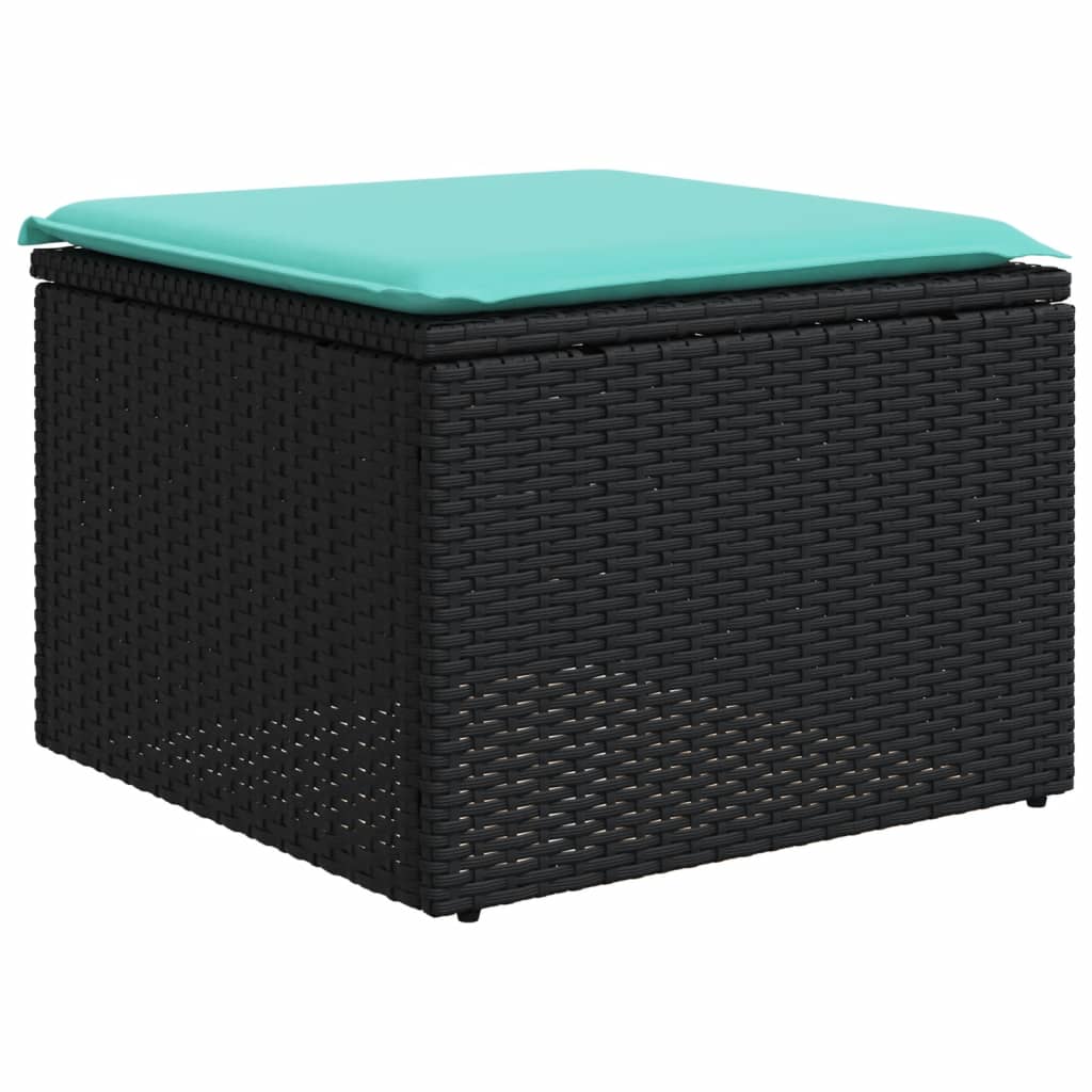 vidaXL 4-delige tuinbankset met kussens, zwart polyrotan